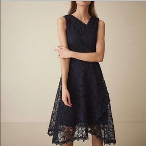 Reiss Rayna Wrap Front Lace Overlay Dress